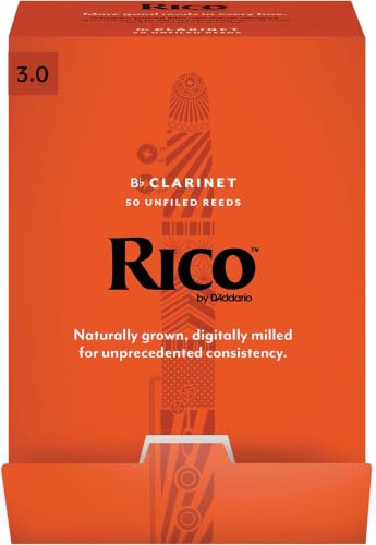 Image of D'Addario Woodwinds, Rico Bb Clarinet Reeds, RCA0130-B50, Strength 3.0, 50 Count (Pack of 5)