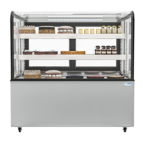 Image of KoolMore 14 Cu.Ft. Dry Bakery Display Case with Adjustable Glass Shelves, LED Lighting, and Front Curved Protection, Non-Refrigerated for Pastry, Coffee Shop, Restaurant, Store Use (BDC-13C), Silver