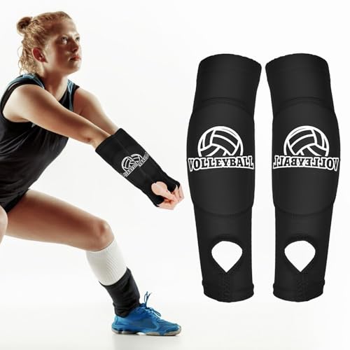 Yuanchu 1 par de protectores de brazo de voleibol, puños elásticos con almohadillas antideslizantes, orificio para el pulgar, antebrazo, accesorios para protección