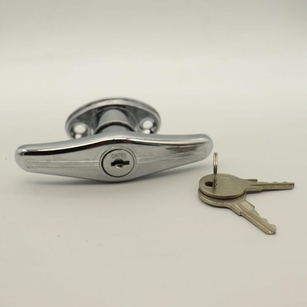 Serratura per porta del garage, maniglia a T, fissaggio posteriore con chiave per diverse roulotte, garage, capannone e camper