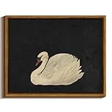 VIYYIEA Framed Wall Art Decor for Living Room Vintage Swan Wall Art Home Decorations Canvas Prints Grace Swan Painting Pictures Rustic Bathroom Farmhouse Artwork Bedroom Kitchen Office,8 x 10 Inch