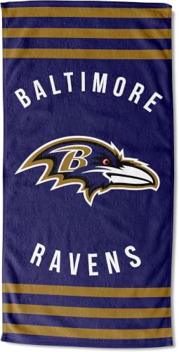 Image of NORTHWEST NFL Baltimore Ravens Unisex-Adult Beach Towel, 30 inch x 60 inch, Stripes (Pack of 6)