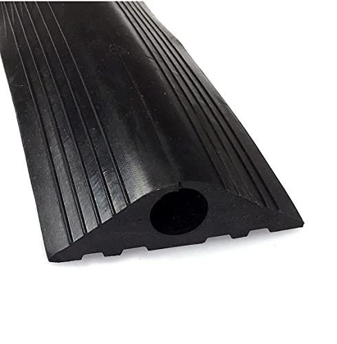 On1shelf Industrial Rubber Floor Outdoor Cable Protector Safety Wire Cover Black 1M 100CM Heavy Duty 20mm Hole Long Extension Lead Cable Cover Cord protector ramp