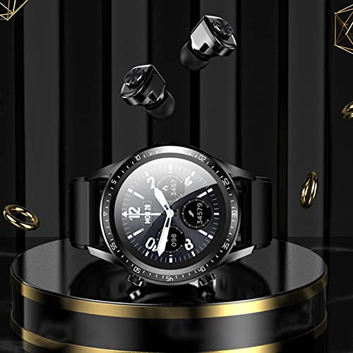 Smart Watch With Earbuds,Round Fitness Watch,1.28 Inch Bluetooth Watch With Step,Calories,Sleep Monitor,Ip66 Waterproof,Heart Rate Blood Pressu-Re Monitor For Ios & Android #TOP2