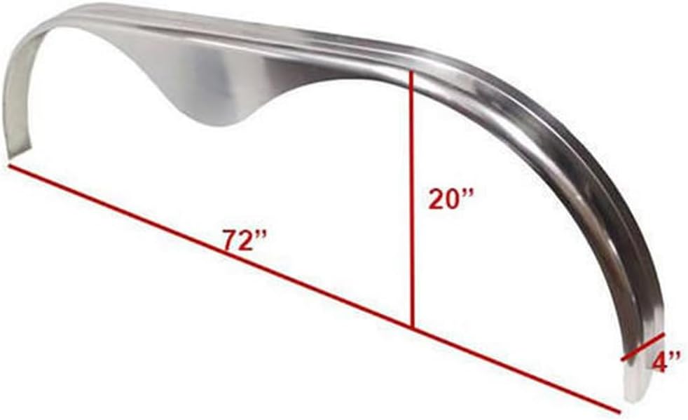 Generic 72x4 Smooth Aluminum Tandem Axle Teardrop Fenders - Flare - One Piece, Silver, 72X4AL