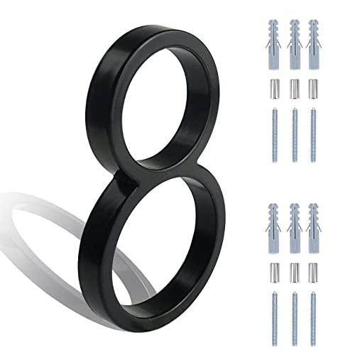 5 Inch Black House Number 8, Floating Modern House Numbers For Outside, Wall Mounted Address Numbers For Houses, Rust Proof House Address Numbers With 2 Nail Kits By Mayki #TOP12