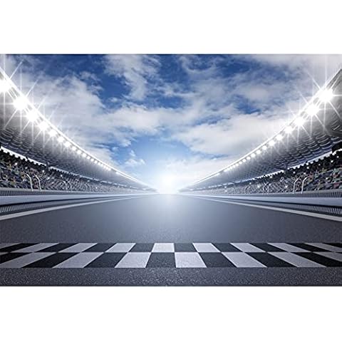 CSFOTO 2,2x1,5m Finish Line Race Track Backdrops for Photography Car Racing Backgrounds Birthday Party Banner Bleachers Auto Motorsport Champion Sport Competition Adults Portrait Wallpaper Cover
