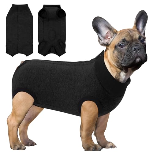 Image of SAWMONG Recovery Suit for Dogs Female Male, Breathable Dog Onesie After Surgery Spay Neuter, Professional Dog Surgical Suit, Substitute Pet E-Collar Cone, Black, Small