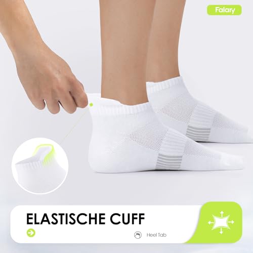 FALARY Sneaker Socken Herren 43-46 Damen Sportsocken Laufsocken Sneakersocken Kurze Socken Running Atmungsaktives Baumwollsocken Activewear Knöchelsocken Halbsocken 8 Paar Weiß