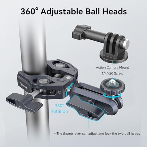 Image of SMALLRIG Camera Mount Clamp, Ballhead Magic Arm with Clamp and Adapter for Gopro, Camera Monitor Mount with 1 /4 inch-20, 3 /8 inch-16 Threaded Holes, Super Clamp for Gopro /DSLR /Stabilizer