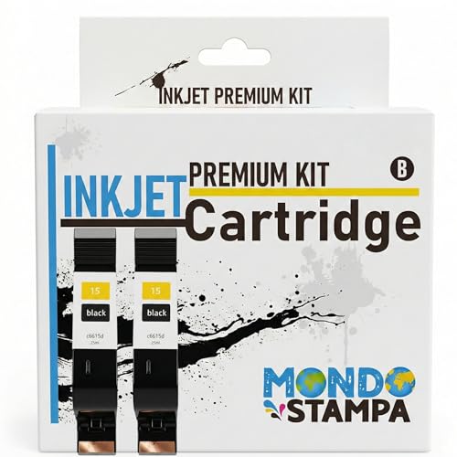 Mondo Stampa 15XL C6615D Compatible para HP Alto Rendimiento (900 páginas) | Kit 2 Negro | Para DeskJet 3820, 840C, 940C, 810C, 816C, 825C, 845C, 920C