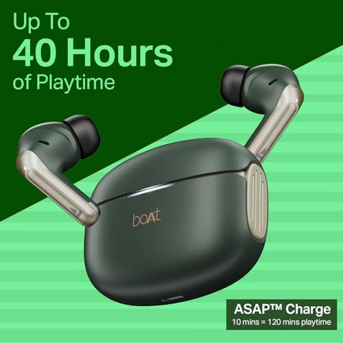 boAt 2025 Launch Airdopes 219, 4Mics ENx Tech, 40 Hrs Battery, Best in Segment for Calling, Free Music Streaming,13mm Drivers, Bluetooth Earbuds, TWS Ear Buds Wireless Earphones with mic (Forest Sage)