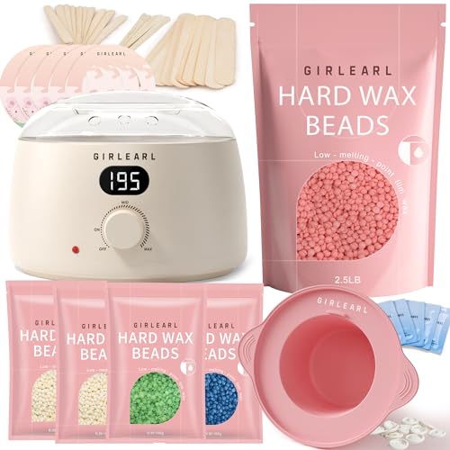 Buy GIRLEARLE Premium Digital Waxing Kit + 2.5lb Rose Hard Wax Beads at ...