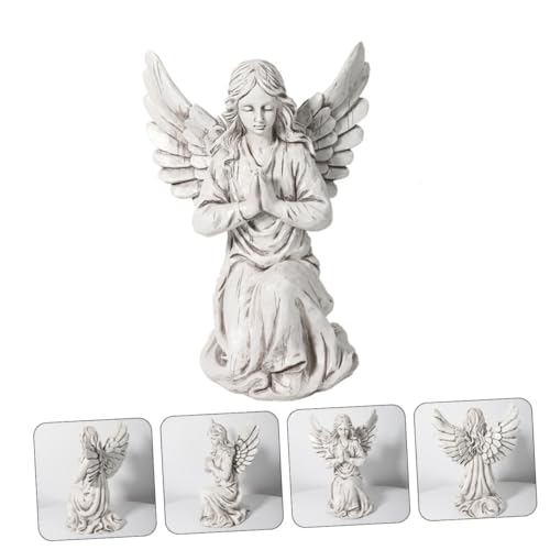 Statue ange en résine de prestige figurine blanche sculptée main