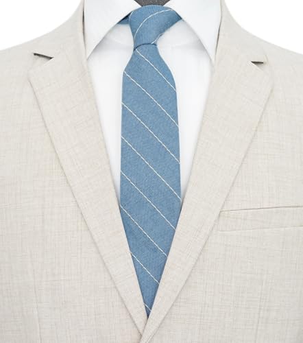 Image of BELLUNO Men's 2.5 inch Skinny Solid Cotton Linen Ties