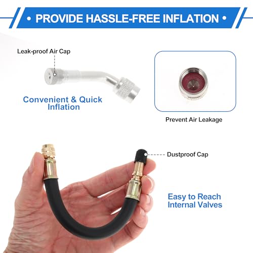 Image of Motoforti 1set 135 Degree Copper Tire Valve Extension with Durable Plastic 180mm Tyre Valve Inflation Adapter for Car Motorcycle RV Truck Bike