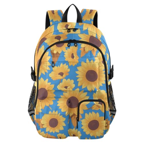 Mochila para laptop de 17.5 pulgadas con girasoles amarillos para universidad
