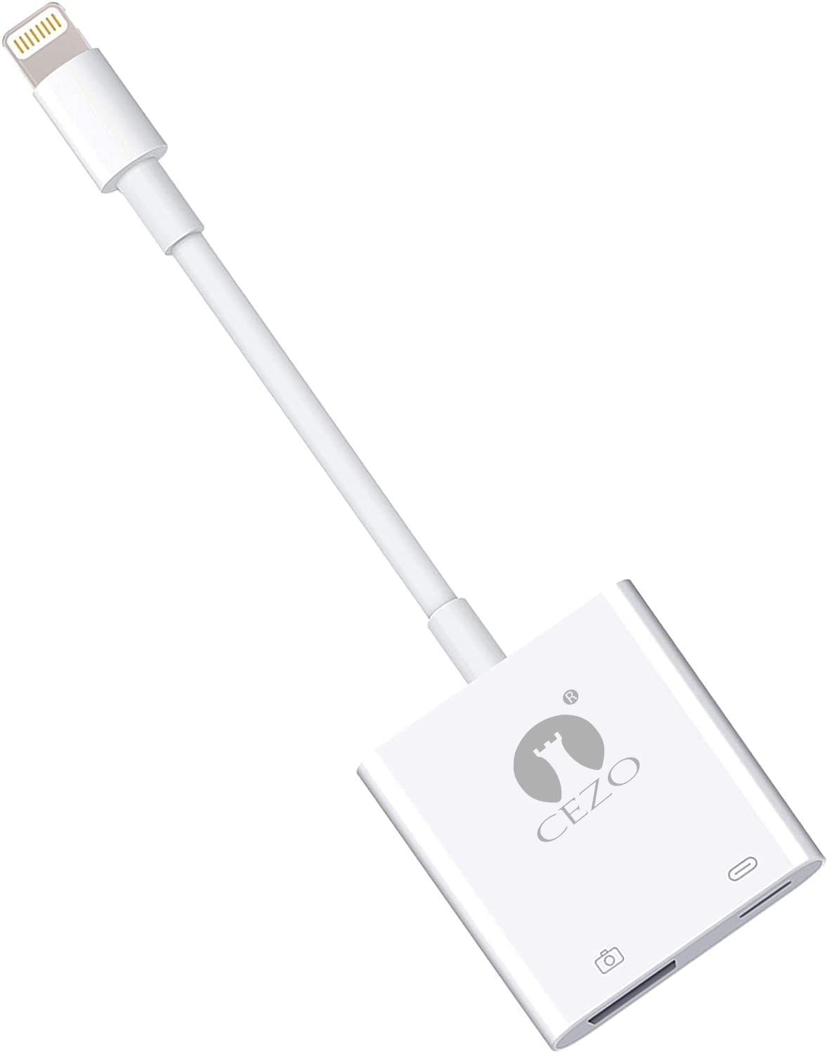 CEZO MFI-Certified Lightning to USB Camera Adapter with Charging Port, Portable Lightning to USB Female OTG Adapter Compatible with iPhone, iPhone to USB Adapter Plug and Play - No App Needed