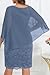 Women Mother Bride Dresses Plus Size Dusty Blue Wedding Guest Cocktail Lace Chiffon Overlay Pencil Knee Length Dress