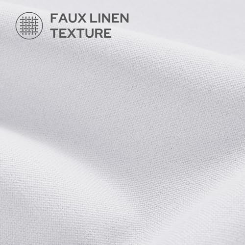 Image of HOMEIDEAS 100% Blackout White Linen Curtains 52W x 63L 2 Panels
