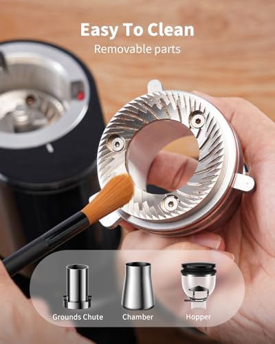 SHARDOR 64mm Flat Burr Coffee Grinder, 100 Settings, Anti-Static, Black — view 6