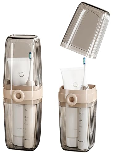 AARAINBOW Portaspazzolino da viaggio con tazza, contenitore portatile per spazzolino da denti, contenitore in plastica per dentifricio per campeggio bagno, Caffè Trasparente, Beauty Case