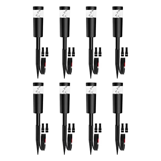 DOREIO 5W Low Voltage Landscape Pathway Lights with Connectors 12V Outdoor Landscape Lighting LED Bollard Path Lights Wired IP65 Waterproof Warm White Walkway Lights for Garden Yard Lawn (8Pack)