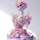 VePret Large Flowers Skull Wall Decals Peel and Stick, Floral Elegant Skeleton Vinyl Wall Decor, Removable Room Home House Wall Stickers & Murals for Bedroom Living Room Bathroom Office