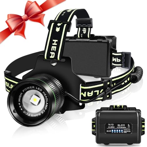 Northlet LED Rechargeable Headlamp 99000 High Lumens, 95 Hours Endurance Head Lamp with Zoomable & 7 Modes & IPX6 Waterproof & 180° Adjustable, Head Light for Outdoor, Camping, Climbing, Hardhat