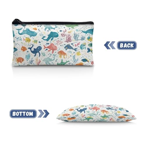 Image of Whale School Pencil Case Aesthetic Big Capacity Pencil Pouch for Preschool Wear Resistant Pen Organizer for Toddlers Lightweight Pen Holder for Boys Girls