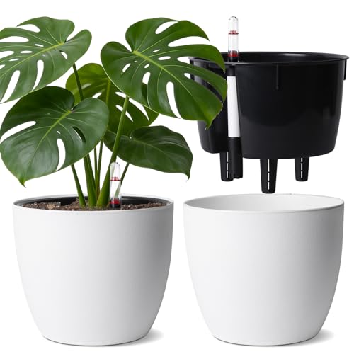 T4U 20cm Selbstbewässerungstopf Rund 2er Blumentopf Groß für...