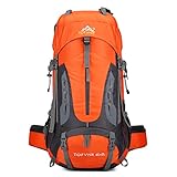 Zeroall Trekkingrucksack 70L Wanderrucksack Herren Damen Bergsteigen Rucksack Campingrucksack mit Separatem Schuhfach, Großer Rucksack für Reisen Bergsteigen Klettern Camping(Orange)