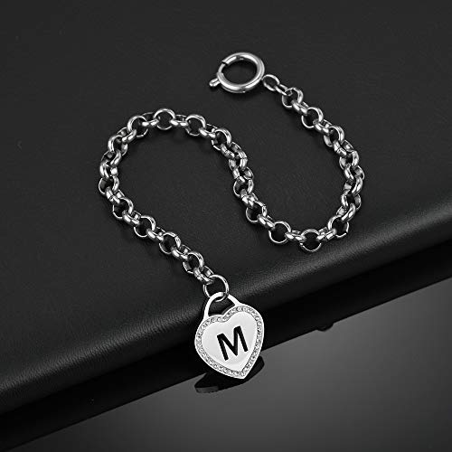 Image of CaleesLLC Letter A to Z Initial Charm Bracelet Adjustable Stainless Steel Anklet Personalized Wrist Link for Women