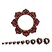 Pair of Organic Red Flower Hand Carved Wood Plugs Tunnels Ear Gauges 2g 0g 00g 7/16 1/2 9/16 5/8 3/4 7/8 1 inch