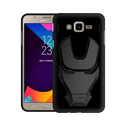 Image of COVERLY Official 3D Touch Feel Trending Real Hero Avenger Logo Mask Soft Rugged Grip Iron Man Super Power Cartoon Movie Silicone Matte Strong Back Cover for Samsung Galaxy J2 2018 -Black