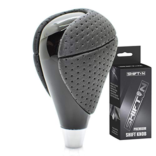 SHIFTIN Piano Black Wood Gear Shift Knob Stick Shifter for Lexus ES300h ES350 GS300 GS350 GS430 GS450h GS460 is-F IS250 IS300 IS350 LS460 LS600h RX350 RX450h (Punched Black Leather/Piano Black)