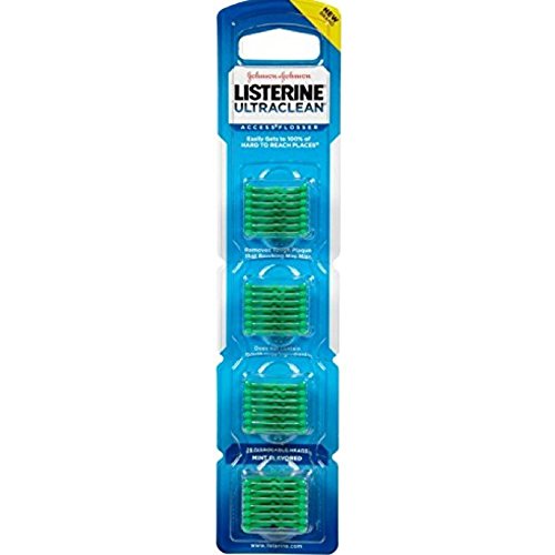 Listerine Ultraclean Access Flossers Disposable Heads Fresh Mint Crystals 28 Each (Pack of 3)