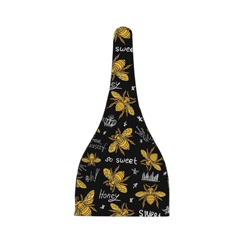 Hohey Bee Golden Embroidery Baby Hats 0-6 Months Adjustable Top Knot Stretchy Soft Newborn Hats Baby Boy Girl Beanie2