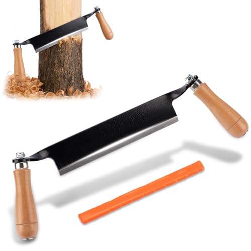 8 Inches Draw Knife Debarking Tool for Woodworking Straight Draw Shave Knife Wood Carving Hand Tool for Tree Bending Broach Peeling Whittling Shaping Detailing Stripping