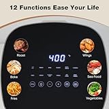 OLIXIS 6 Quart Air Fryer with Window, Square Air Fryer 12-in-1 Air Fry, Roast, Reheat, Dehydrate, Bake, Steam, Fries, Custard, Chicken, Wings, Sea Food, Vegetabels,400F Beige