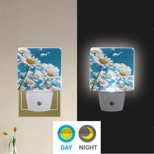 Lámpara de noche LED con sensor blanco y diseño floral miniatura 4