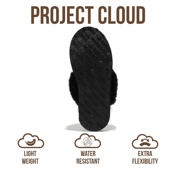 Image of Project Cloud Genuine Leather Slippers for Women with Genuine Fur Lining, Non-Slip Indoor /Outdoor Clog Mule Slippers, Memory Foam Insole
