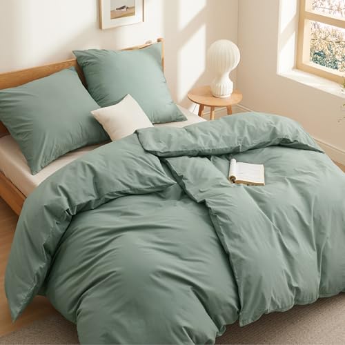 BEDSURE Bettwäsche 135x200 Baumwolle 4teilig - Bettwäsche-Sets Grün...