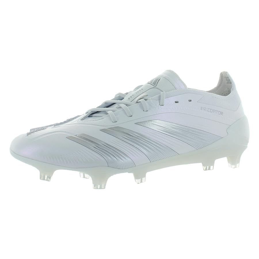Image of adidas Predator Elite Firm Ground Unisex Shoes Size 7, Color: Silver Metallic /Footwear Chalk White /Pure White