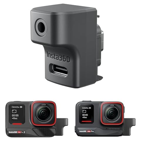 CYNOVA Insta 360 Ace Pro 2 Mic Adapter for insta360 Ace Pro 2 Accessories, External Microphones Type-C and 3.5mm Audio Ports Compatible with insta360 Pro 2 / insta360 Ace Pro Cover