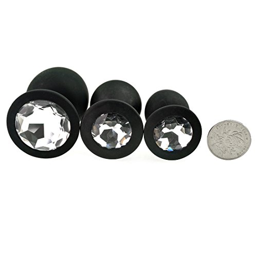 3 Pcs 3 Size Silicone Jeweled Anal Butt Plugs Anal Trainer Toys Hmxpls Sex Love Games Personal Massager For Women Men Couples Lover (Black+White) #TOP3
