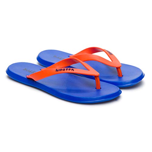 Dune-Ast Kids Comfortable Flip Flops  Non Slip Shower Shoes for Children - Sandals for Beach, Lounging, Pool, Home  Summer Slippers (Blue/Orange, Numeric_5)