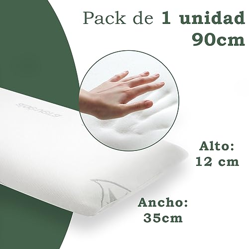 Miniatura 2 de Aitsse- Almohada Viscoelástica Con Núcleo 100 Viscoelástico, Funda De Aloe Vera Desenfundadle, Ergonómica, Anti Bacterias, Termorregulable Y Libera La Presión Cervical. Visco 90 Cm