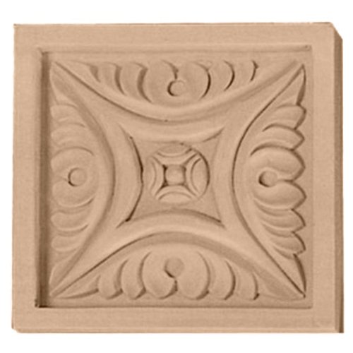 Ekena Millwork ROS05X05X01MDCH Large Middlesbrough Square Rosette, 5 1/8" W x 5 1/8" H x 7/8" P, Cherry by Ekena Millwork - Used condition - US$8.38