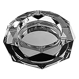 XINIU 5.9 inch octagonal luxury ashtray fashion creative European crystal ashtray, beautiful gift ,Interior office desktop terrace decoration (5.9inch, black)